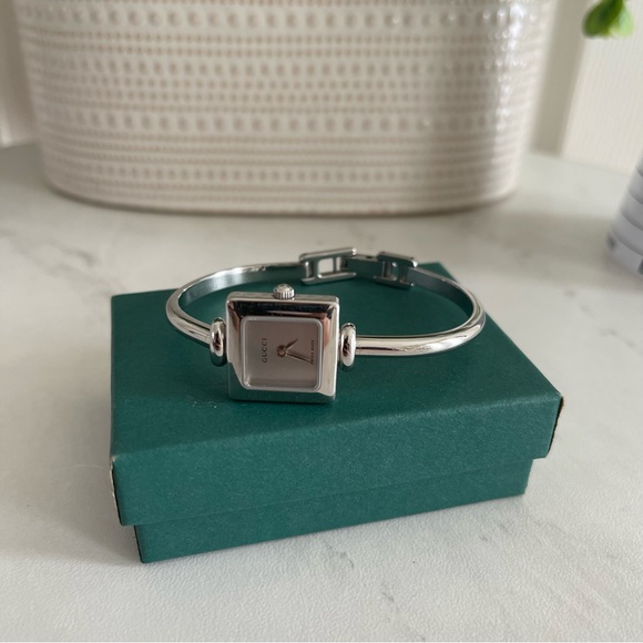 Gucci Accessories - GUCCI 1900 Series SQUARE BANGLE WATCH WITH SILVER DIAL